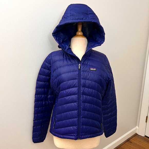 Patagonia Women's Down Sweater Hoody Jacket Cobalt Blue Sz M - Picture 1 of 11